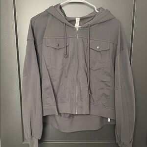 ANTHROPOLOGIE Gray Hooded Zip-Up Jacket